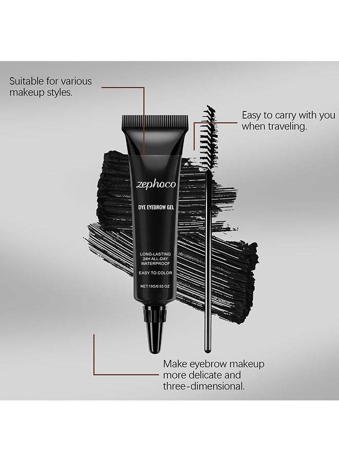 zephoco Black Waterproof Long-lasting Eyebrow Gel- Smooth Texture for Daily Application, Easy to Apply for Beginners 15g(#Black) - Image 4